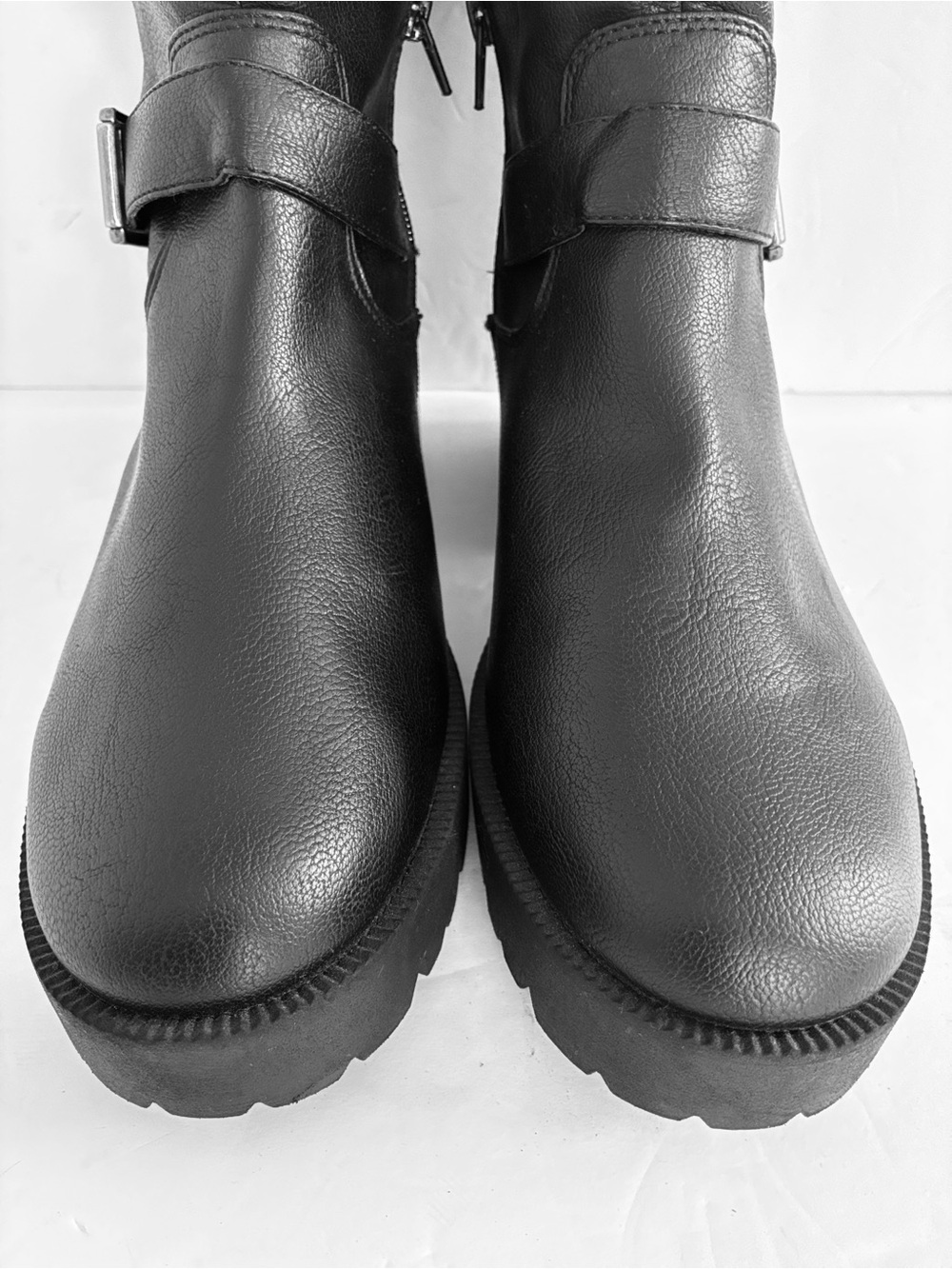 ZODIAC Black Buckle Ankle Moto Boots  Stacked Heel Rubber Sole Shoes Size 11 NEW - Picture 7 of 9